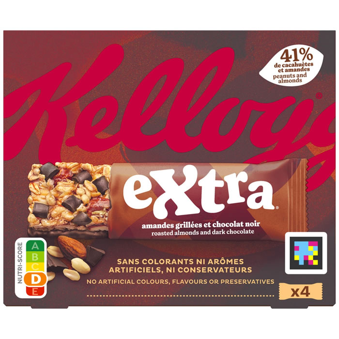 KELLOGG'S Extra Barres à la cacahuète, chocolat noir et amande