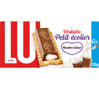 PETIT ECOLIER Tendre Coeur – Biscuits petit beurre avec tablette de chocolat fourrés lait 120g