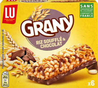 GRANY – Barres céréalières au riz soufflé et chocolat 6x20g