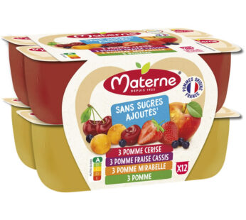 MATERNE – Dessert fruits rouges sans sucres ajoutés 12 x 100 g
