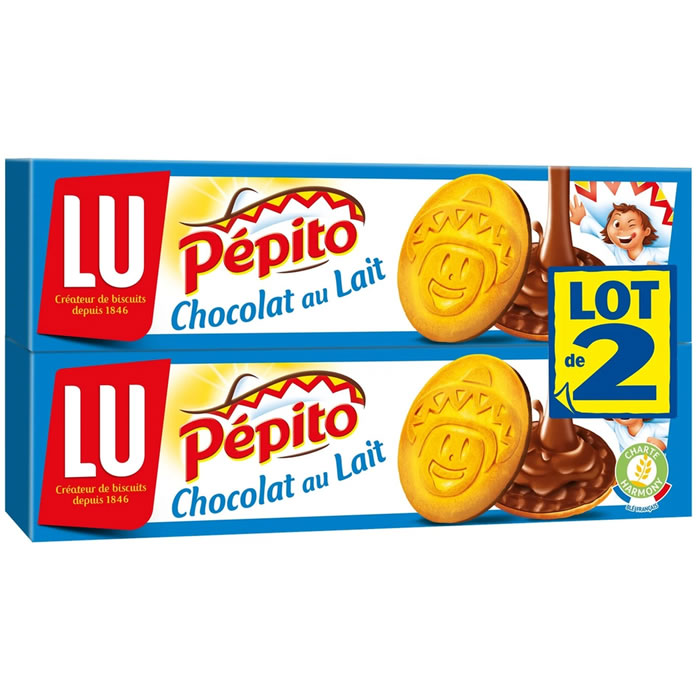 PEPITO - Biscuits sablés nappés de chocolat au lait 2x192g