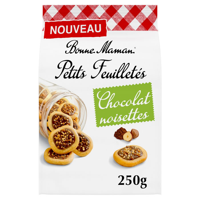 BONNE MAMAN - Biscuit feuilleté fourrés au chocolat noisette 250g