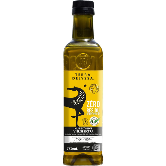 TERRA DELYSSA - Huile d'olive vierge extra zéro résidu de pesticide - 75 cl