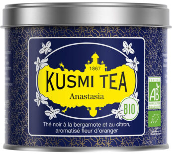 KUSMI TEA Anastasia – Thé noir à la bergamote, citron et fleur d&rsquo;oranger bio (100g)