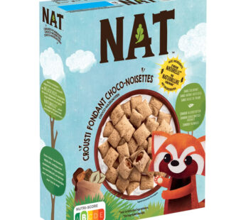 NAT – Céréales fourrées au chocolat et noisettes 340 g