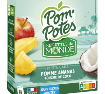 POM&rsquo;POTES Recette Punta Cuna – Dessert pomme, ananas et coco 4 x 90 g