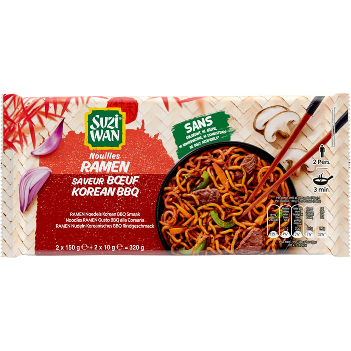 SUZI-WAN - Nouilles ramen saveur boeuf Korean BBQ 2x160g (320g)