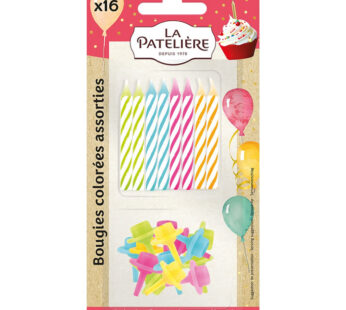 LA PATELIERE – Bougies d&rsquo;anniversaire multi-color 16 bougies