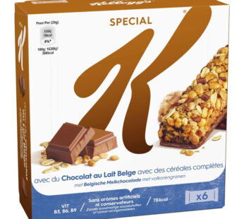 KELLOGG&rsquo;S Spécial K – Barres céréalières au chocolat au lait belge 6x20g