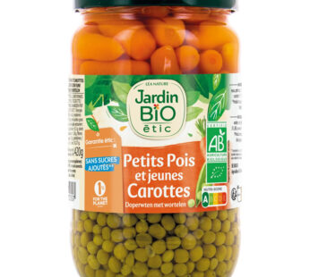 JARDIN BIO Étic – Petits pois très fins et carottes à l’étuvée bio 420 g