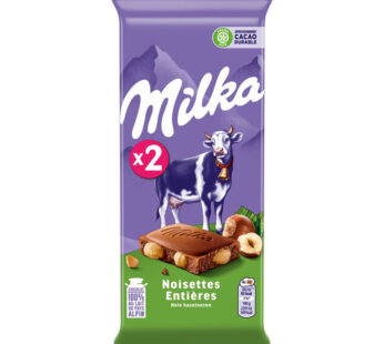 MILKA – Tablette de chocolat au lait aux noisettes entières 2x100g