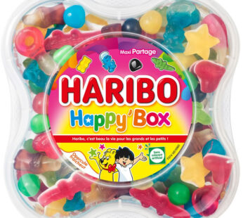 HARIBO Happy&rsquo; Box Assortiment de bonbons dragéifiés et gélifiés 600g