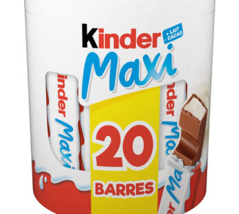 KINDER Maxi Barres chocolatées au lait fourrées au lait 20x21g