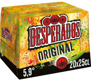 DESPERADOS – Original Bière aromatisée au spiritueux à base d&rsquo;agave 20 x 25 cl