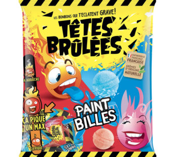 TETES BRULEES Paint Billes Bonbons acidulés goûts fraise et framboise 135g