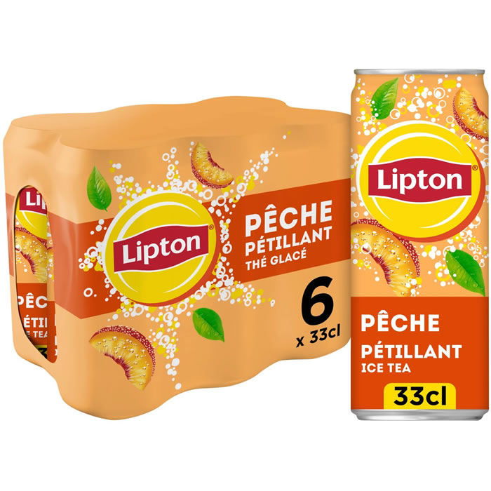 LIPTON Ice Tea - Thé glacé gazeux aromatisé à la pêche 6 x 33 cl