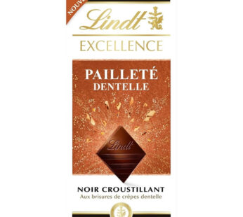 LINDT Excellence – Chocolat noir extra-fin, aux brisures de crêpe dentelle croustillante 100 g