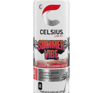 CELSIUS Summer Vibe – Boisson énergisante gazeuse à la framboise et pêche 35,5 cl