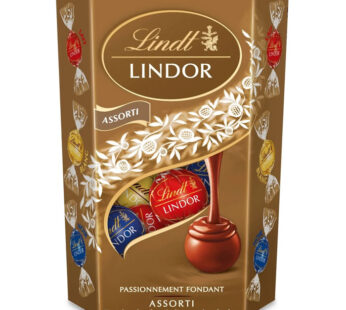 LINDT Lindor – Cornet assortiment chocolat lait, noir & blanc 200g
