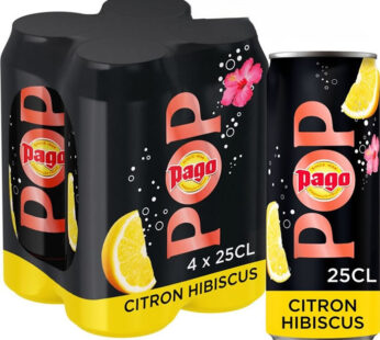 PAGO Pop – Boisson gazeuse au citron et fleur d’hibiscus 4 x 25 cl