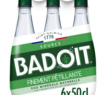 BADOIT – Eau minérale naturelle gazeuse Verte 6 x 50 cl