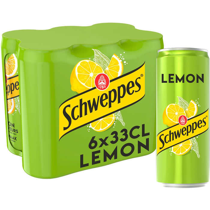 SCHWEPPES Lemon - Boisson gazeuse au citron et citron vert 6 x 33 cl