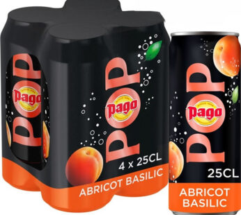 PAGO Pop – Boisson gazeuse à l’abricot et touche de basilic 4 x 25 cl