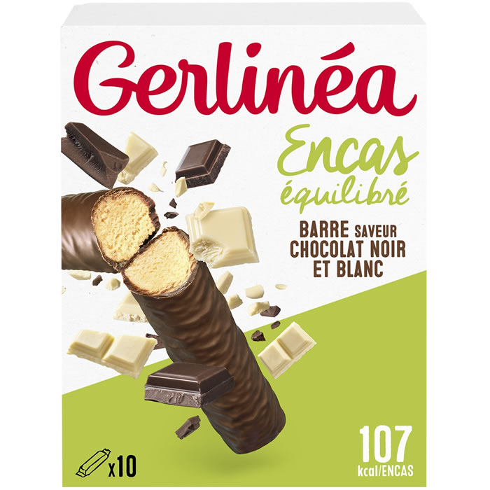 GERLINEA – Barres chocolatées protéinées chocolat noir & blanc (10 x 31g) 10 x 31 g