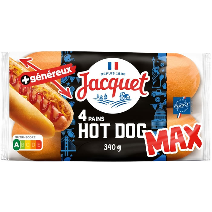 JACQUET - Pains hot dogs nature maxi 340g