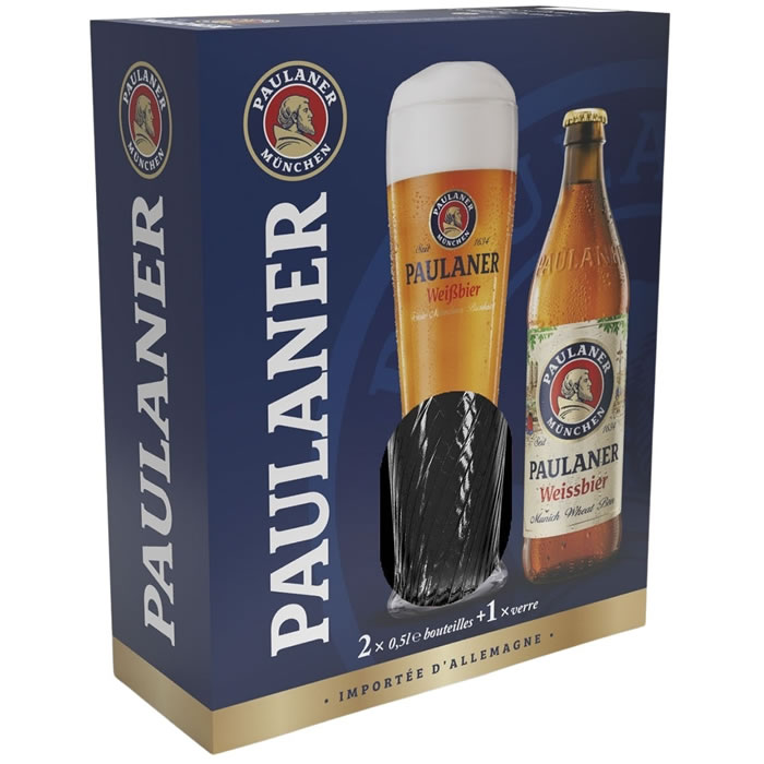 PAULANER Hefe-Weissbier - Coffret 2 bières 50cl et 1 verre