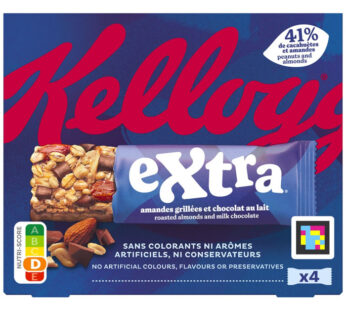KELLOGG&rsquo;S Extra – Barres à la cacahuète, chocolat au lait et amande 4 x 32 g