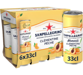 SAN PELLEGRINO Momenti – Eau gazeuse clémentine et pêche 6 x 33 cl