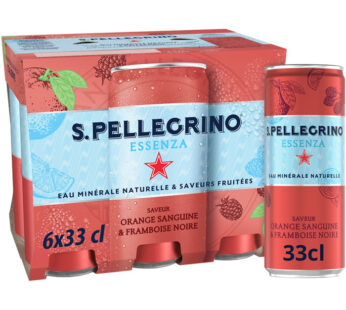 SAN PELLEGRINO Essenza – Eau minérale naturelle gazeuse orange et framboise 6 x 33 cl