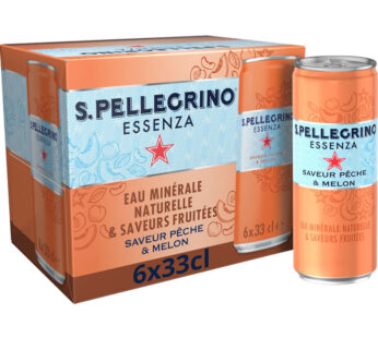 SAN PELLEGRINO Essenza – Eau minérale naturelle gazeuse pêche et melon 6 x 33 cl