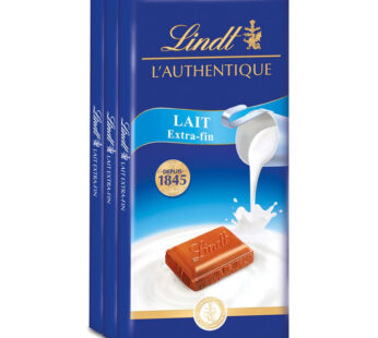 LINDT L&rsquo;Authentique – Tablette de chocolat au lait 3x100g