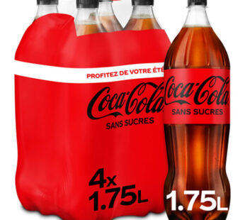 COCA-COLA – Boisson gazeuse aux extraits végétaux sans sucres 4 x 1,75 L