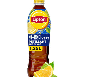 LIPTON Ice Tea – Thé glacé gazeux aromatisé au citron et citron vert 1,25 L