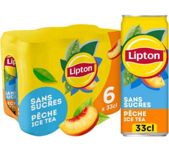LIPTON Ice Tea Zéro – Thé glacé aromatisé à la pêche sans sucres 6 x 33 cl