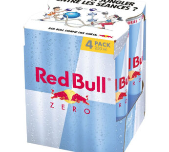 RED BULL – Boisson énergisante gazeuse sans sucre Zéro 4×25 cl