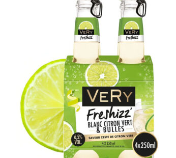 Boisson pétillante à base de vin blanc et citron vert VERY Freshizz’ 4 x 25 cl