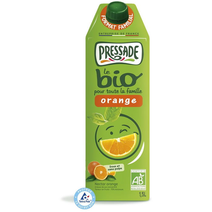 PRESSADE - Nectar d'orange sans pulpe bio 1,5L