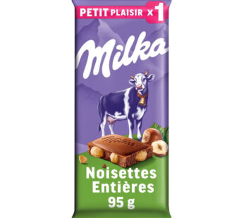 MILKA – Tablette de chocolat au lait avec noisettes entières 95g
