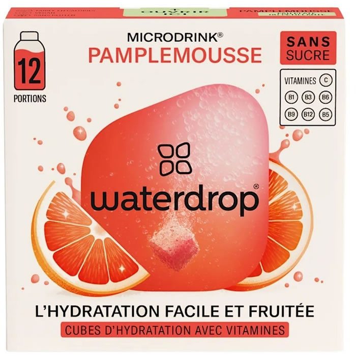 WATERDROP - Cubes d'hydratation avec vitamines pamplemousse sans sucre 12 pastilles