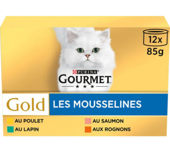 PURINA Gourmet Mousse pour chats au poulet saumon rognon lapin