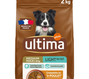 ULTIMA Light – Croquettes pour chien Medium‑Maxi poulet, agneau, riz (2 kg)
