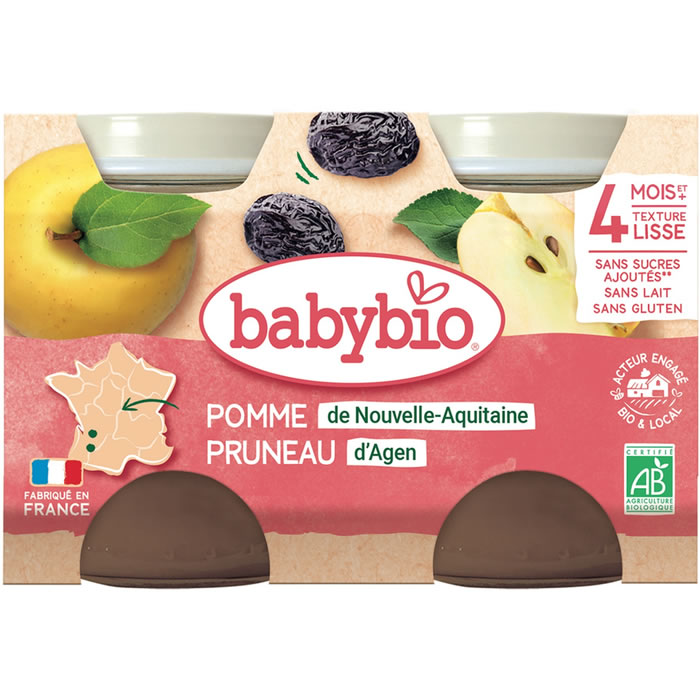 BABYBIO - Pomme et pruneau 2 x 130 g