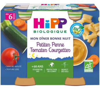 HiPP Bonne Nuit – Petites pennes, tomates et courgettes 2×190 g