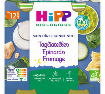 HiPP Bonne Nuit – Tagliatelles épinards fromage 2×250 g