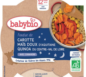 BABYBIO Bonne Nuit – Fondue de carotte, maïs doux et quinoa 230 g