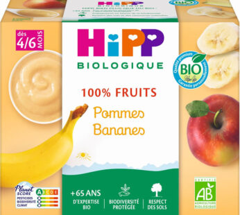 HIPP 100% Fruits – Pomme et banane 4 x 100 g